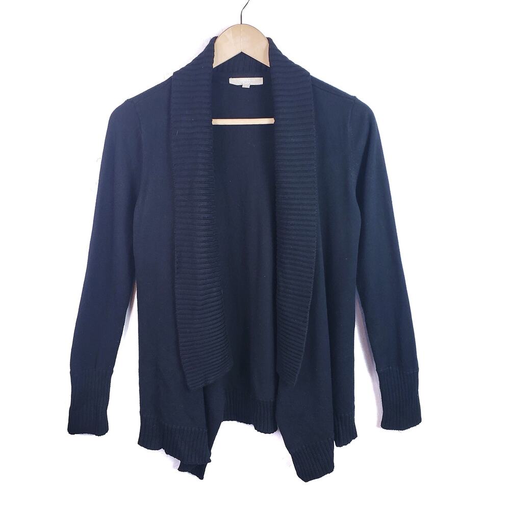 Joan Vass Open Front Ribbed Cardigan Size S Small